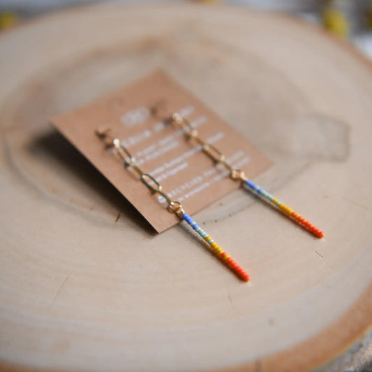 Seed Bead Paperclip Chain Earrings