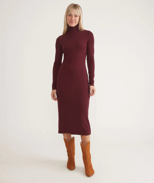 Lexi Rib Turtleneck Midi Dress